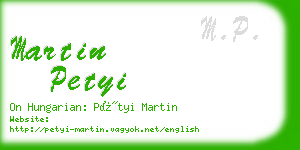 martin petyi business card